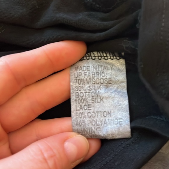 Via Signoria Italy Silk Lace Long Sleeve Black Blouse Sz Medium Whimsigoth Boho - Picture 6 of 7